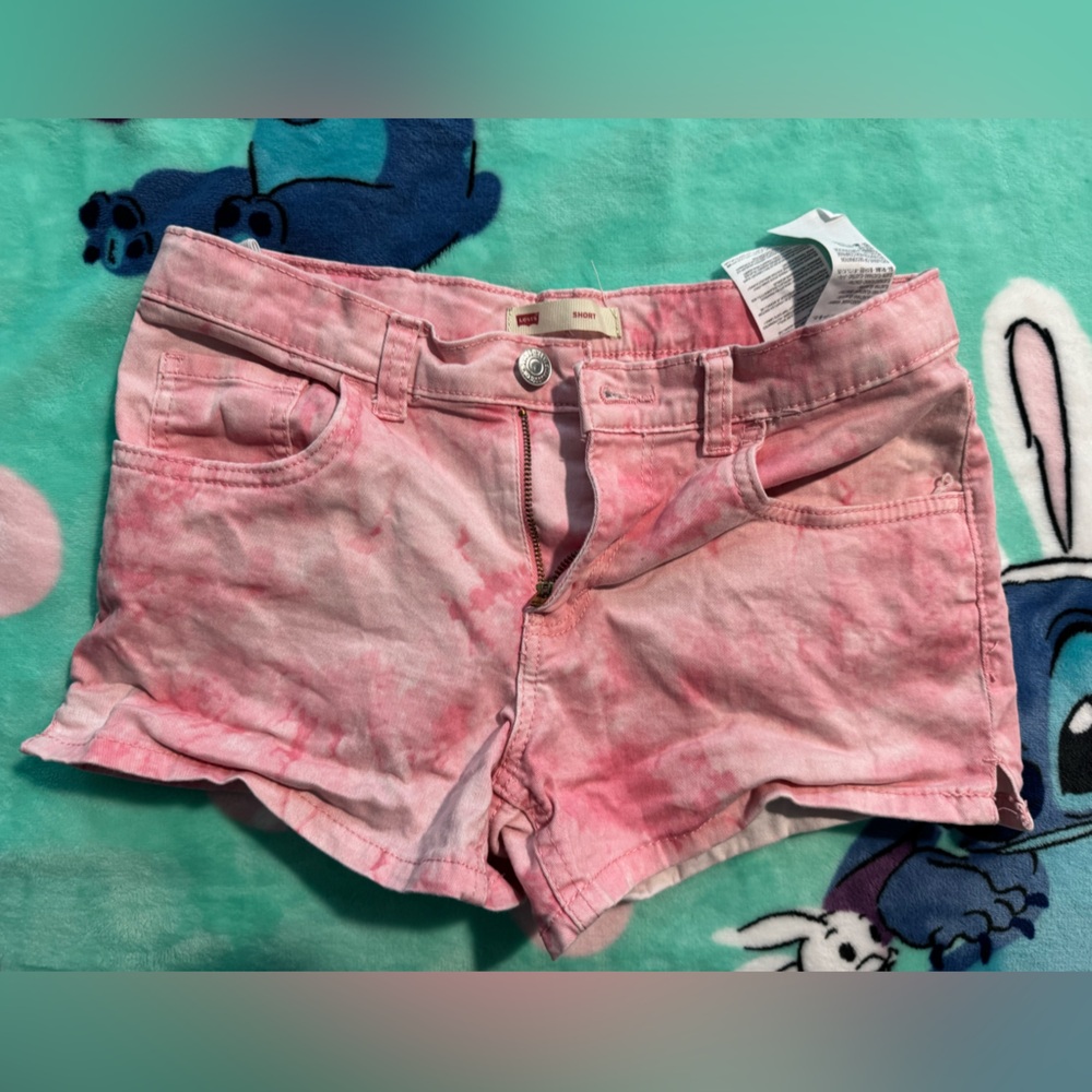 Girls Levi’s Pink Tie-Dye Kids Denim Shorts 14 Regular